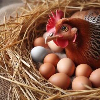 Une poule et ses oeufs
